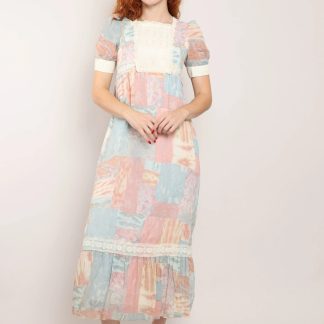 Macaron patchwork maxi dress