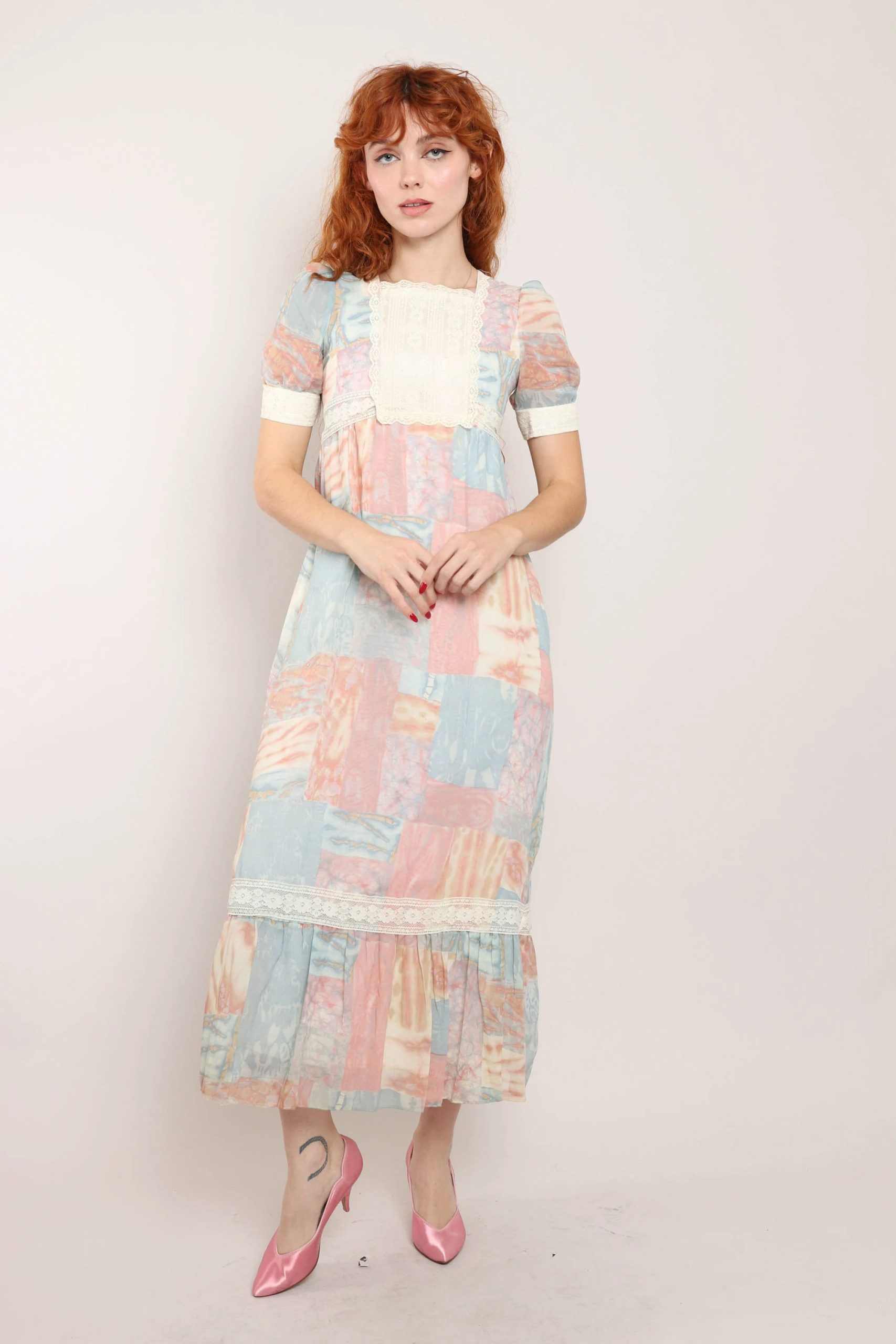 Macaron patchwork maxi dress