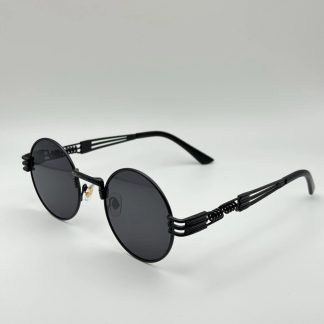 Mechanical black round metal-decorated sunglasses