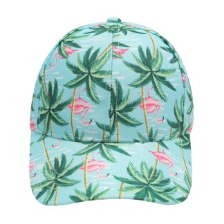 Mint Green Tropical Flamingo Palm Baseball Cap