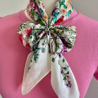 Multicolored floral handkerchiefs in a tranquil setting