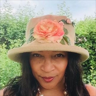 Natural linen rose wreath sun hat
