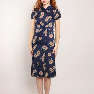 Navy blue floral dress