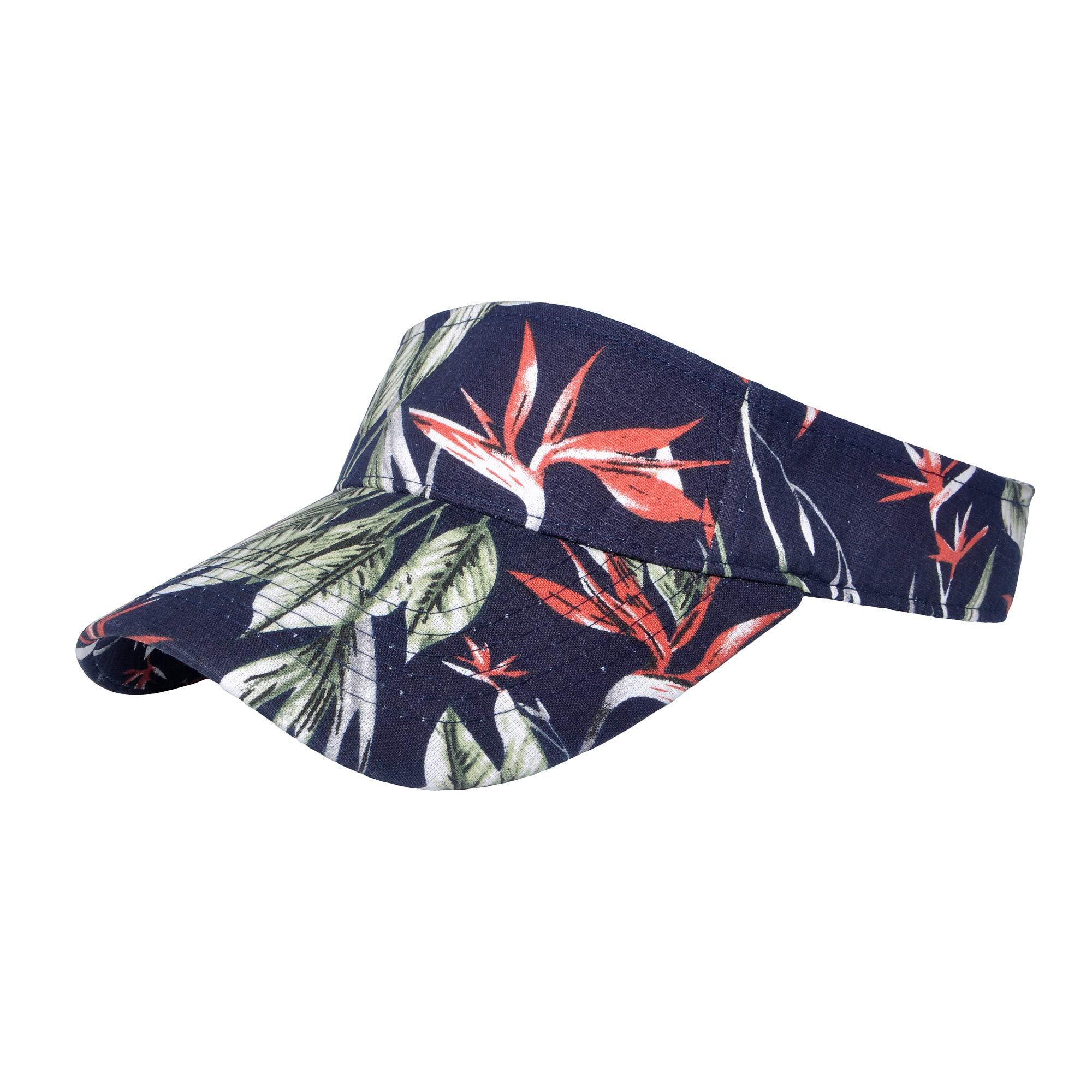 Navy blue retro tropical plant open-top sun hat - Image 5