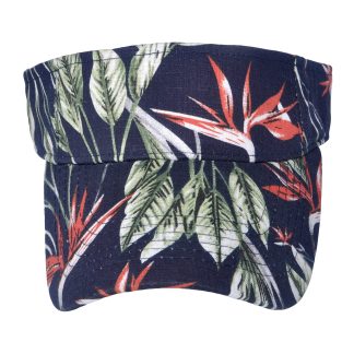 Navy blue retro tropical plant open-top sun hat
