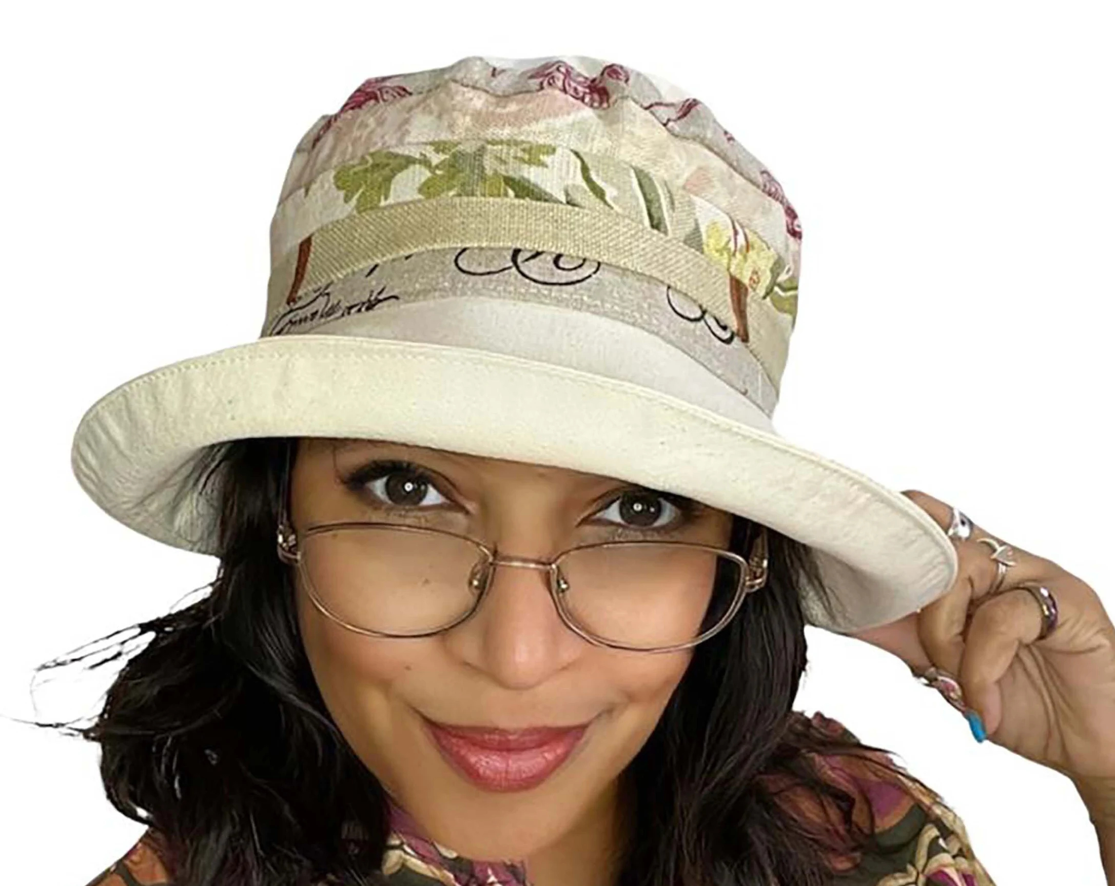 Patchwork linen sun hat - Image 3