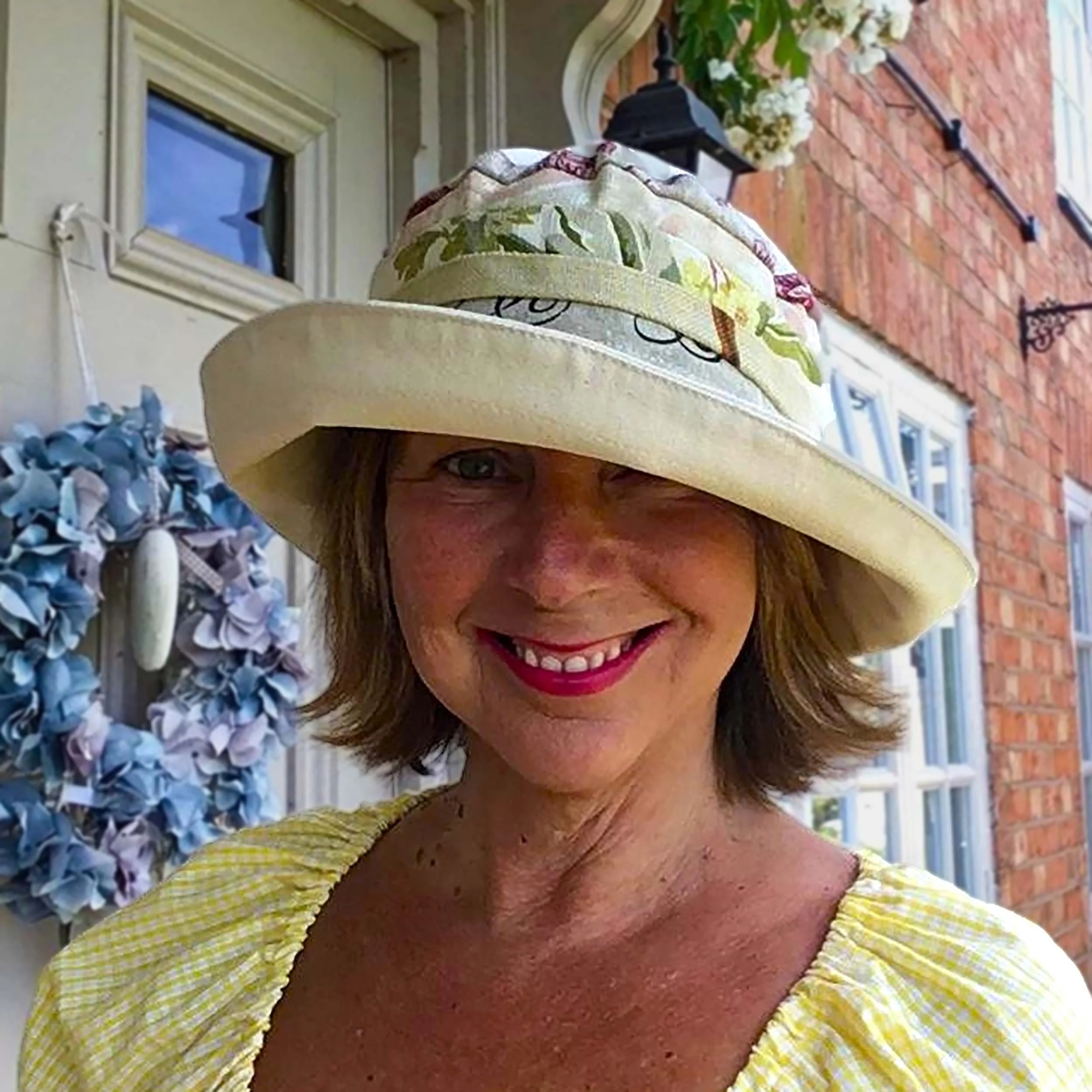 Patchwork linen sun hat