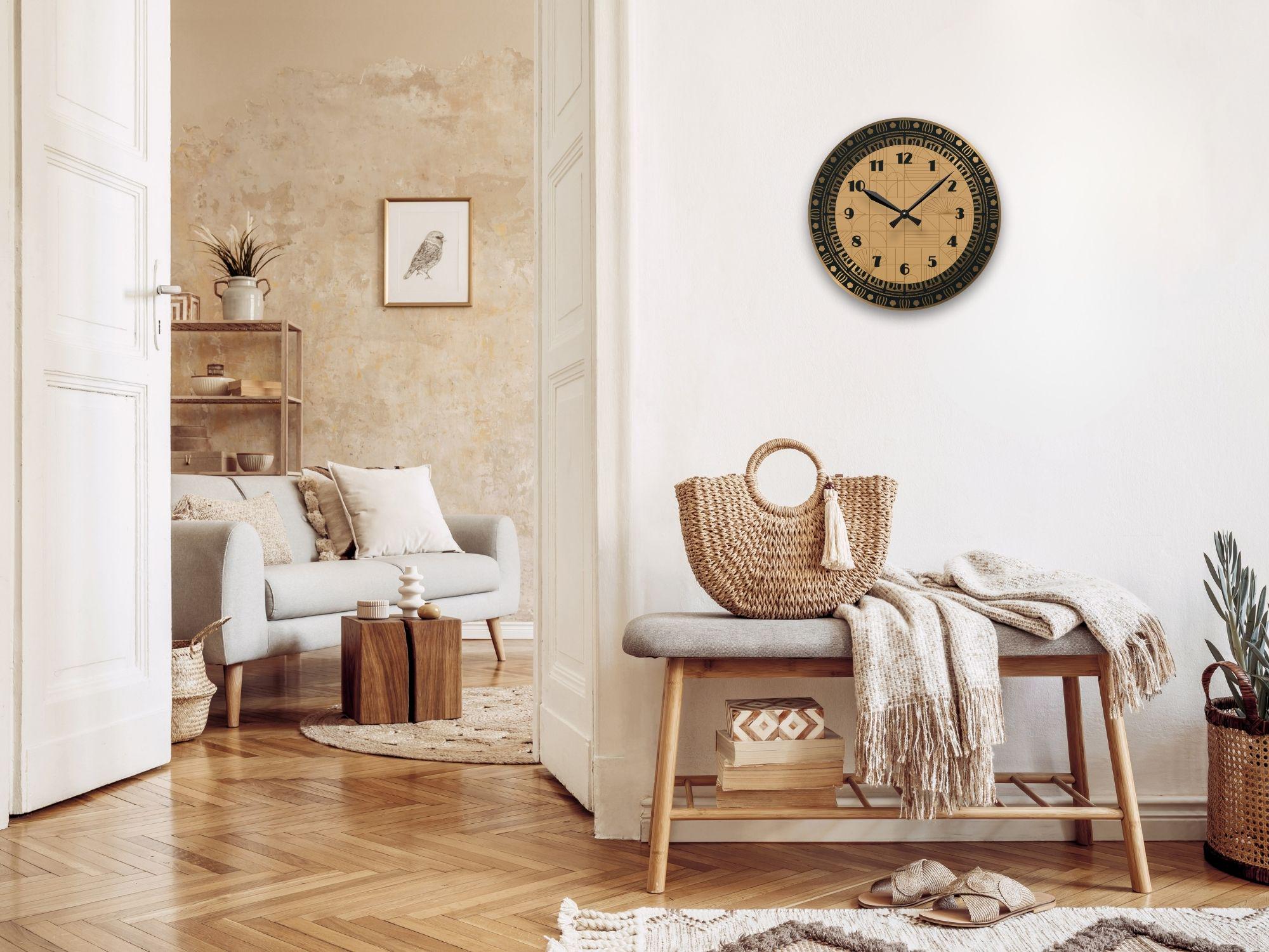 Gold and black geometric decorative round clock - Image 7