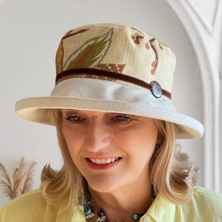 Retro botanical print patchwork fisherman hat
