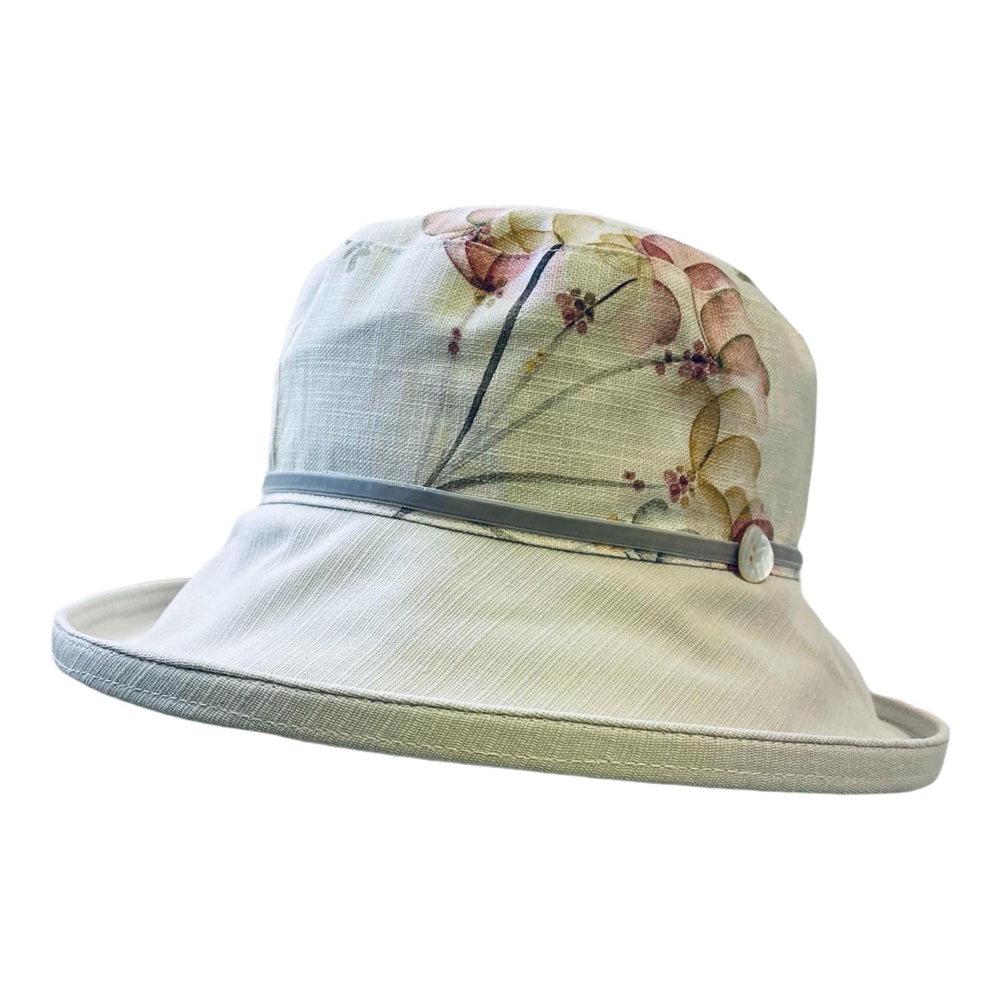 Plant pattern linen sun hat - Image 2