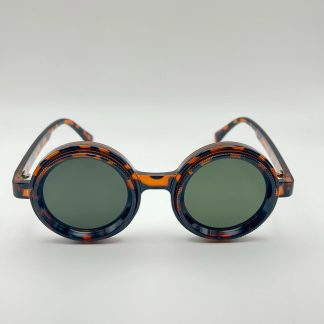 Playful brown and black round sunglasses