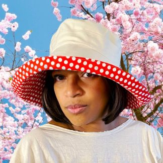 Playful red polka dot sun hat