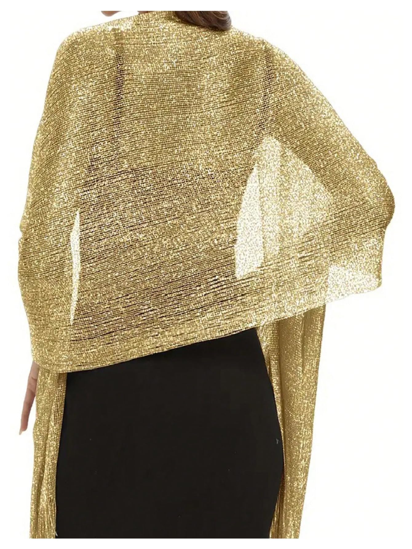 Gold sequined tassel shawl - Image 3