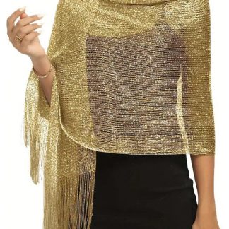 Gold sequined tassel shawl