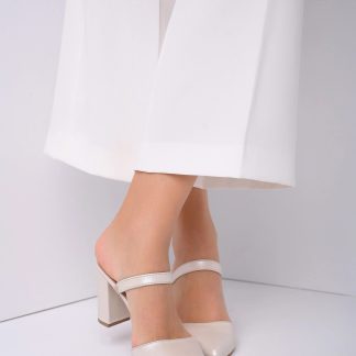 Porcelain white Mary Jane mules