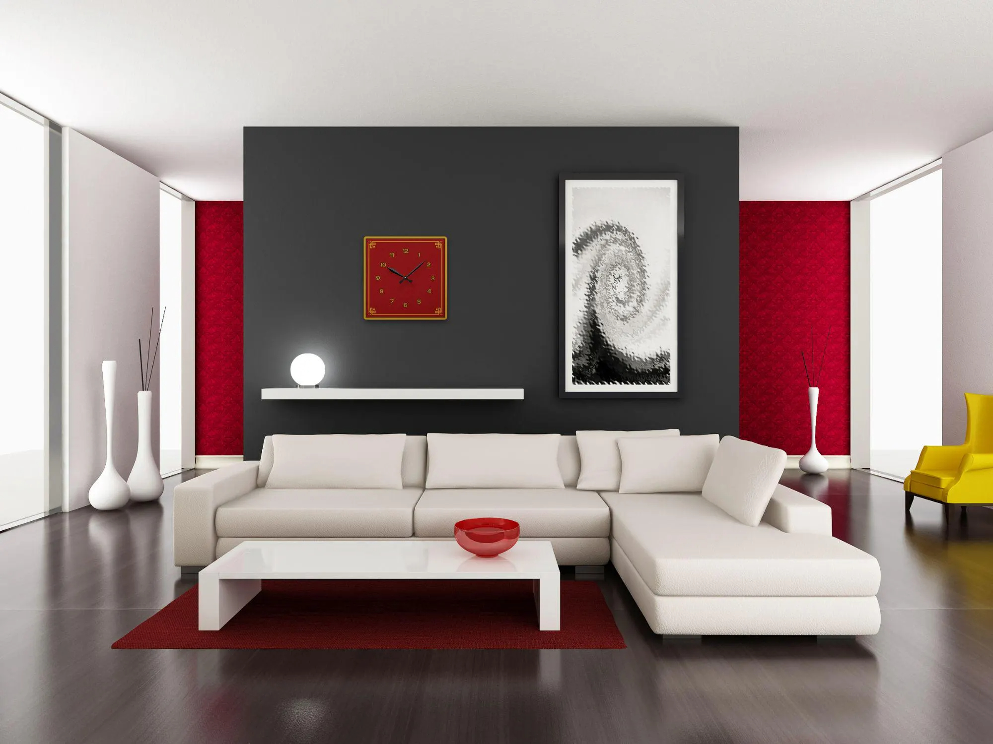 Retro Red and Gold Chinese Square Clock - Image 5