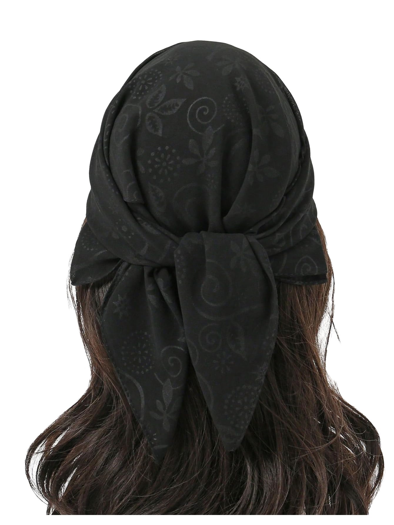 Dark patterned jacquard square scarf - Image 4