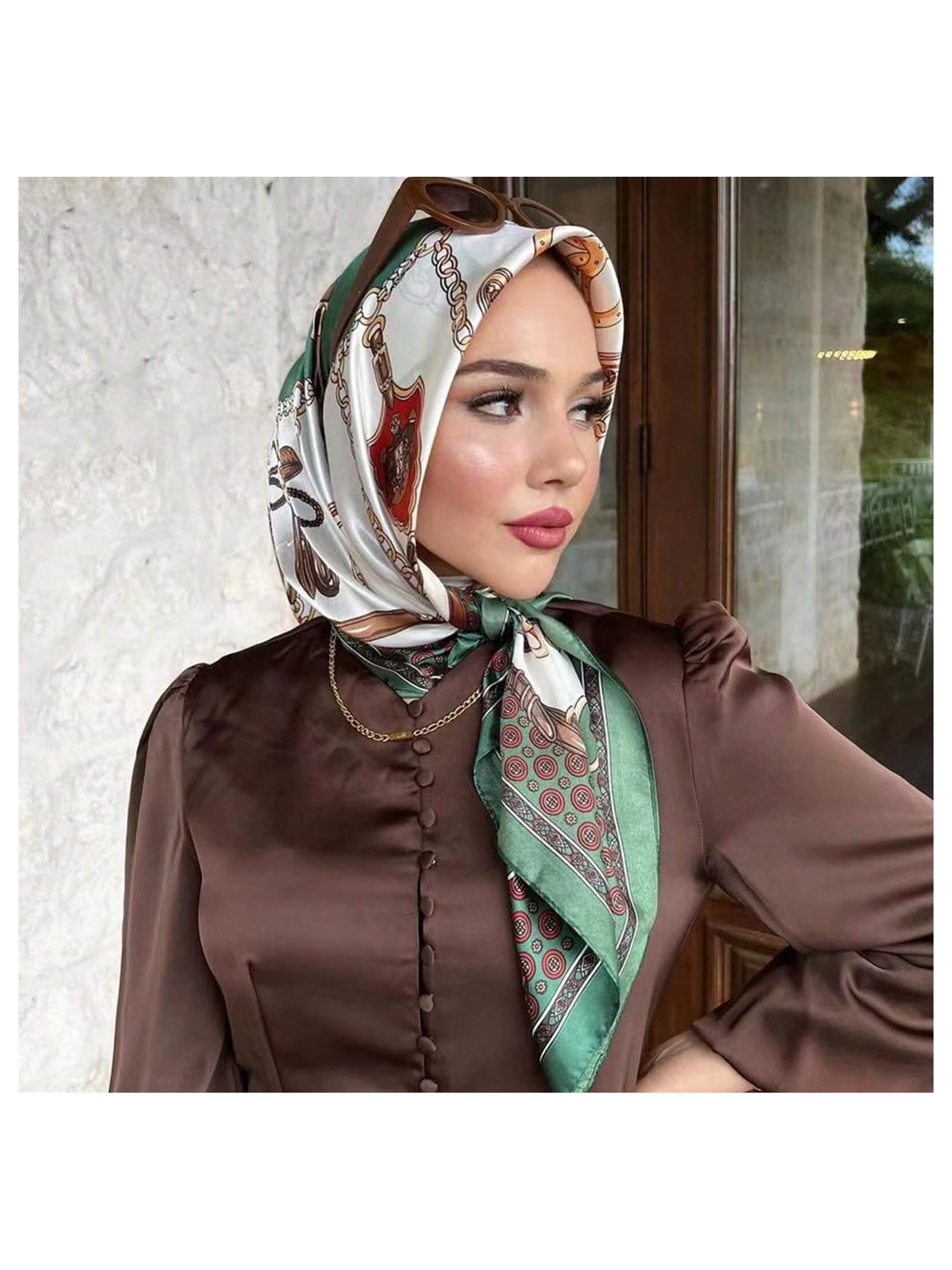 Horse harness chain printed square scarf - Image 4