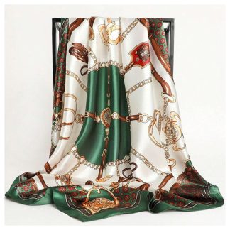 Horse harness chain printed square scarf