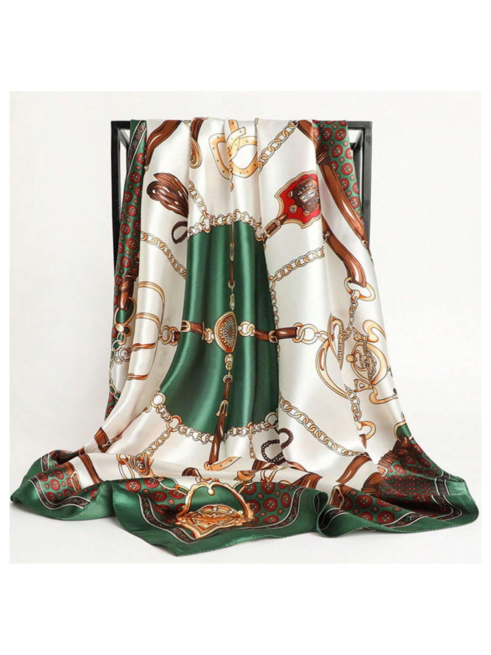 Horse harness chain printed square scarf