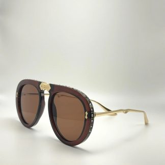 Retro luxury aviator style burgundy frame sunglasses