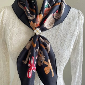 Retro-style painted square handkerchief