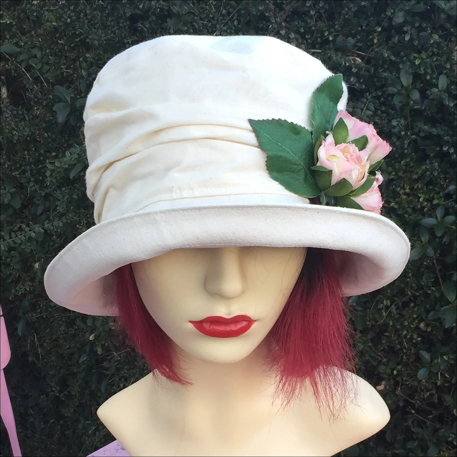 Romantic Cream-Colored Garden Floral Sun Hat - Image 4