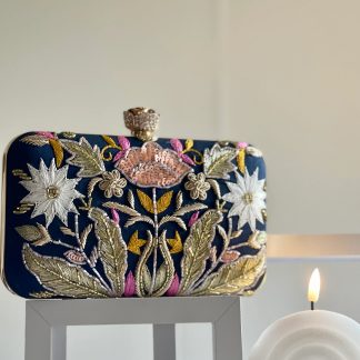 Midnight Garden Embroidered Clutch