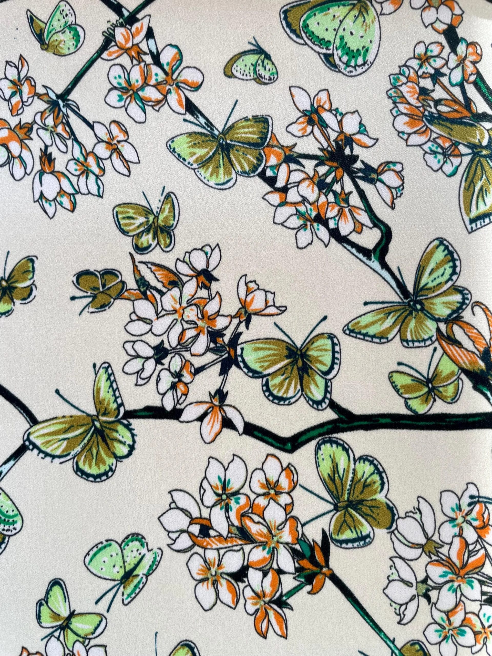 Silk floral and butterfly square handkerchief - Image 4