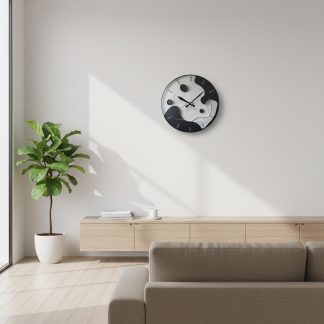 Modern Black and White Abstract Art Wall Clock