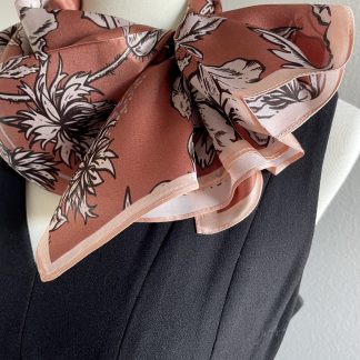 Soft brown ink floral and butterfly handkerchief