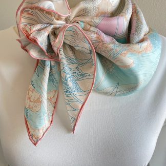 Soft mist tropical plant pattern square scarf