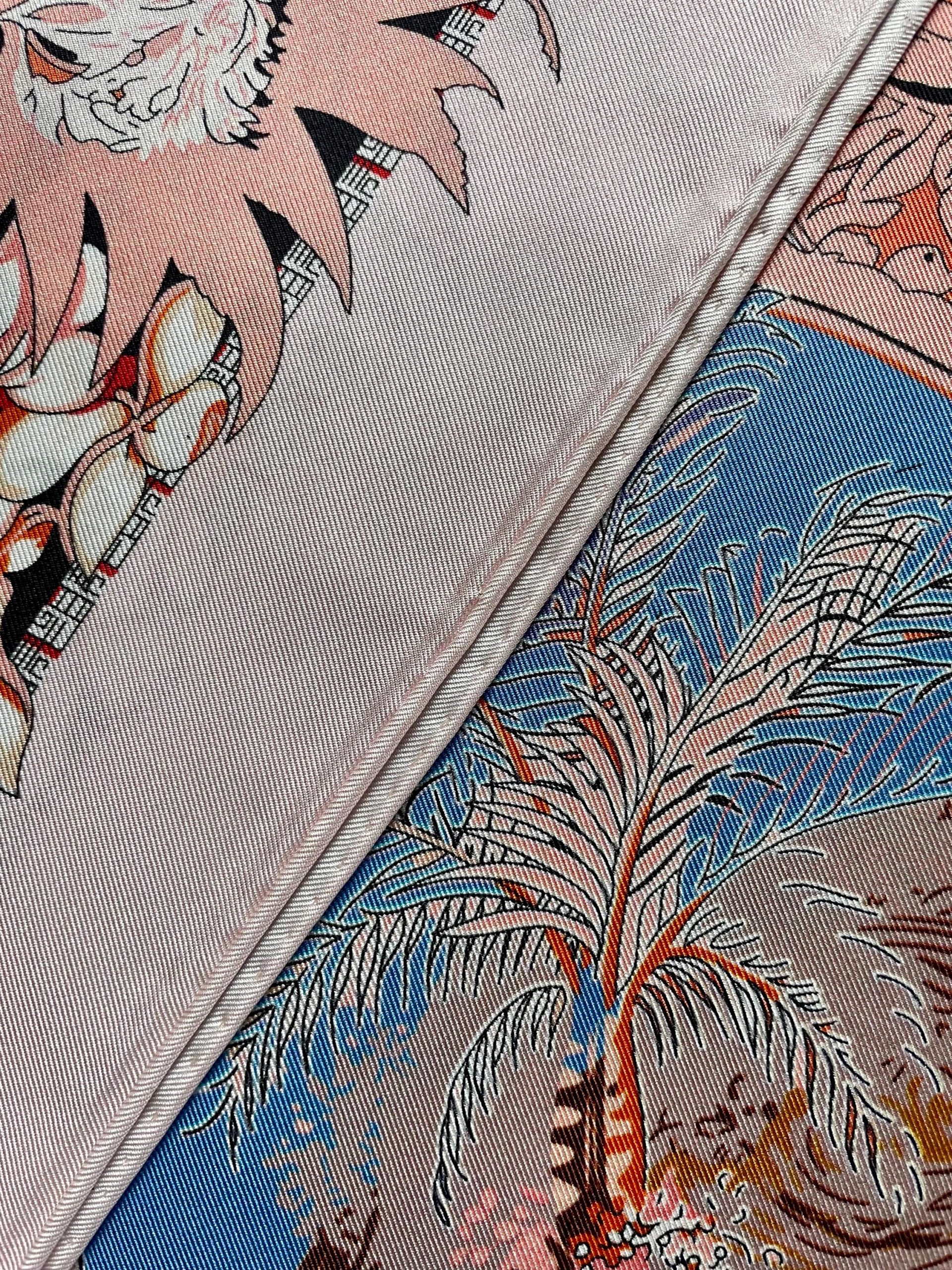 Soft pink floral patterned square scarf - Image 10