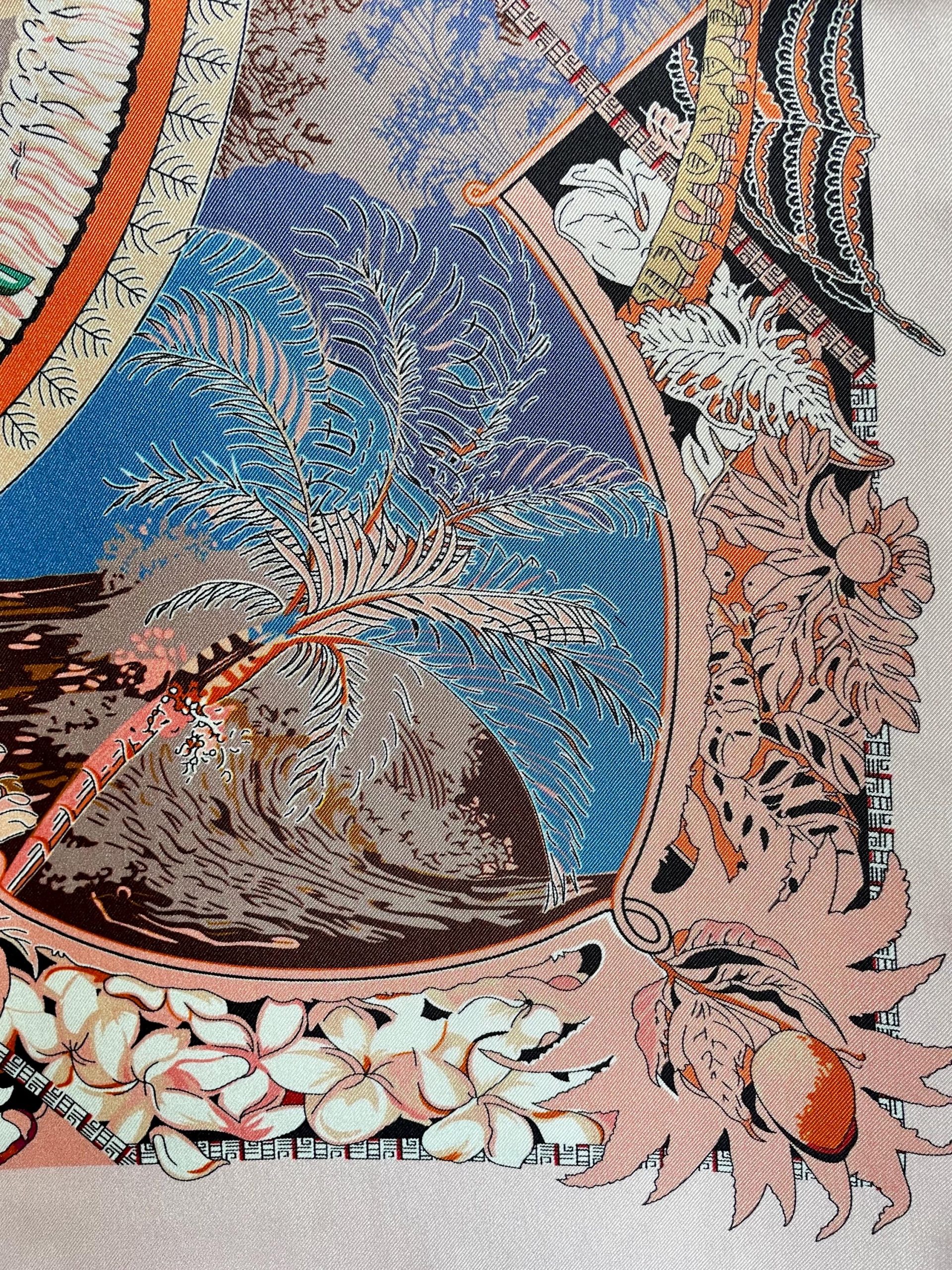 Soft pink floral patterned square scarf - Image 2