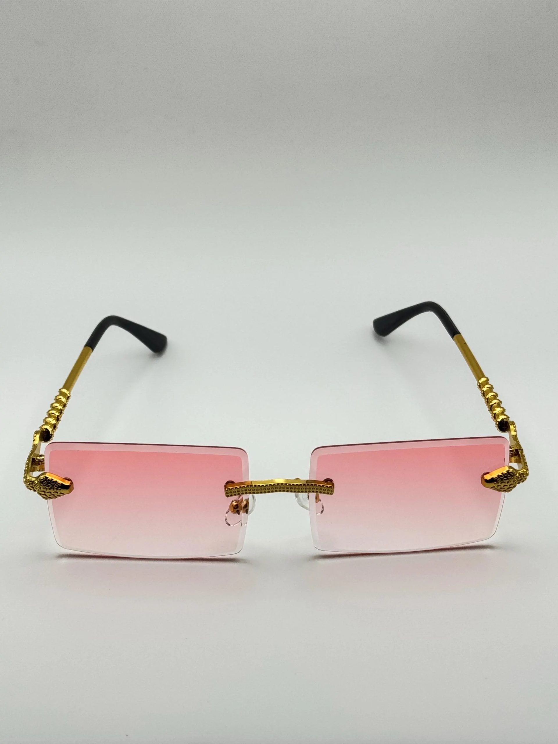 Sweet and cool frameless pink and gold sunglasses