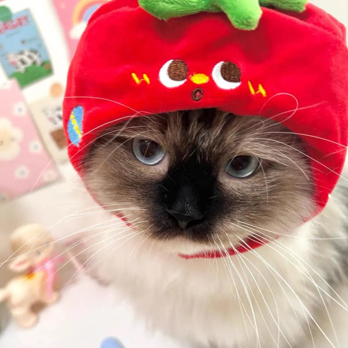 Tomato-themed plush cat headband - Image 3