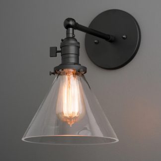 Transparent glass cone wall lamp