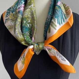 Tropical Jungle Vintage Silk Square Scarf