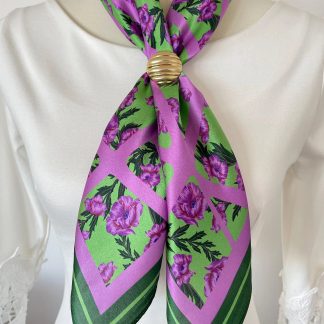 Vibrant Color-Blocked Scarf in Purple Rose Garden