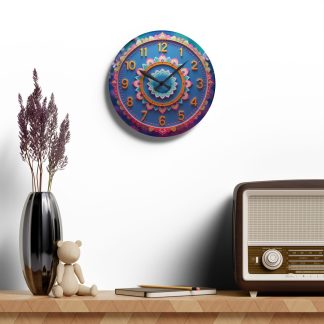 Vibrant Blue Mandala Art Wall Clock