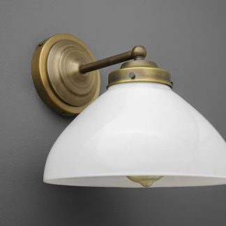 White glass-shaded wall lamp
