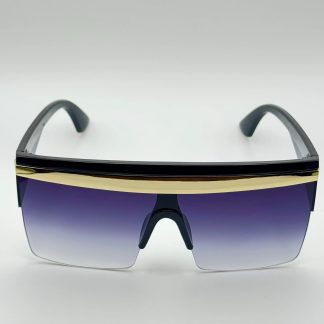 Wide-rimmed black and gold gradient sunglasses