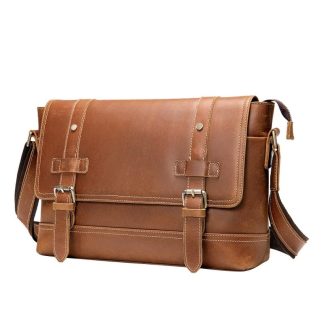 Caramel-colored classic crossbody bag