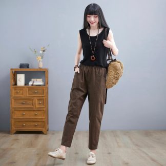 Women's Casual Elastic Waist Tapered Pants