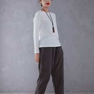 Women's Corduroy Elastic Waist and Leg Shaping Pants