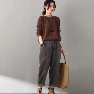 Women's Corduroy Loose-fitting Over-the-Leg Pants
