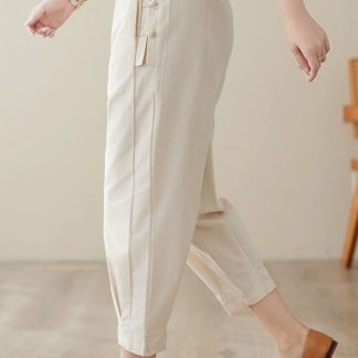 Women's Elastic Waist Capri Tapered Pants