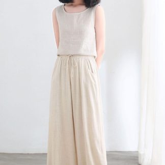 Women's Lightweight Drawstring Wide-Leg Pants