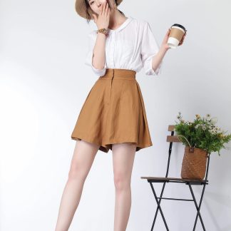 Women's high-waisted A-line flared shorts