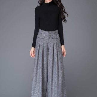 Women's high-waisted pleated wide-leg pants